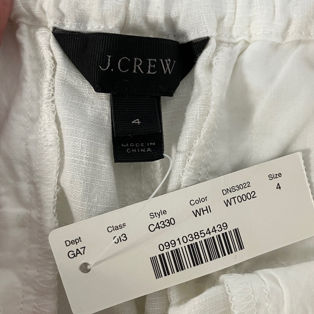 New J. Crew Linen White Joggers Size 4